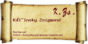 Kálnoky Zsigmond névjegykártya